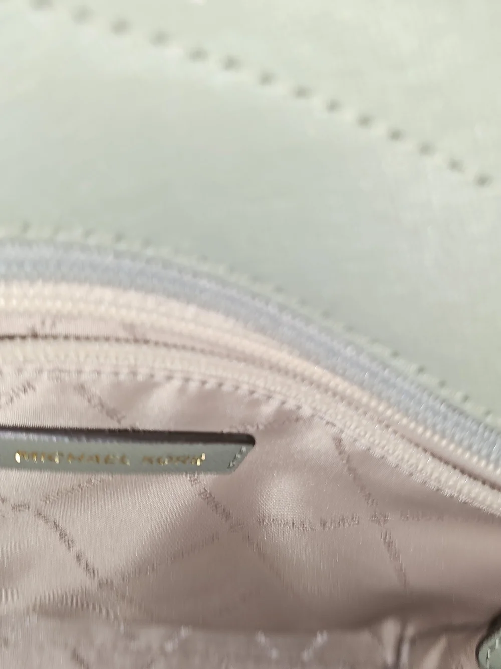 Michael Kors Mint Leather Shoulder Bag with Gold-Tone Hardware